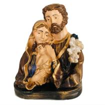 imagem busto sagrada família gesso mesa artesanato religião