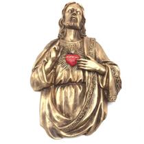 Imagem Busto Sagrado Coração De Jesus De Parede Dourado 30 Cm - FORNECEDOR 13