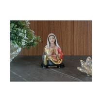 Imagem busto Sagrado Coração Maria resina e dourado 11cm - Arte Relicário