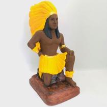 Imagem Caboclo Pena Amarela Escultura Resina Estatua 23 Cm Imagem Caboclo Pena Amarela Escultura Resina Estatua 23 Cm