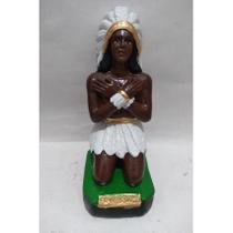 Imagem Caboclo Pena Branca Ajoelhado Escultura Gesso 20 Cm Imagem Caboclo Pena Branca Ajoelhado Escultura Gesso 20 Cm