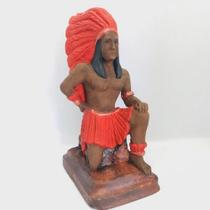Imagem Caboclo Pena Vermelha Escultura Resina Estatua 23 Cm Imagem Caboclo Pena Vermelha Escultura Resina Estatua 23 Cm
