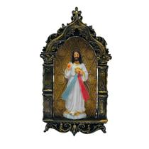 Imagem Capela Jesus Misericordioso De Parede Com Luz Resina 23 Cm