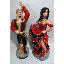 Imagem Casal Ciganos Ouro e Cigana 7 Saias Rica Gesso 25 Cm Imagem Casal Ciganos Ouro e Cigana 7 Saias Rica Gesso 25 Cm