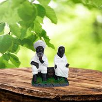 Imagem Casal De Pretos Velhos altar umbanda Resina 10 cm