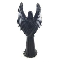 Imagem Castiçal Anjo Negro Fêmea Escultura Resina 25 cm