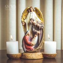 Imagem Castiçal Sagrada Família 23cm Resina Importado