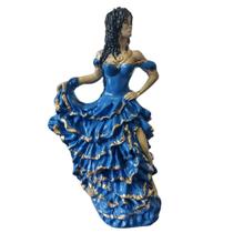 Imagem Cigana a Batizar Vestido Azul Escuro 25 cm Escultura - Caboclo Caeté