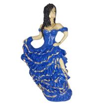 Imagem Cigana a Batizar Vestido Azul Escuro 25 cm Escultura - Caboclo Caeté