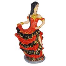 Imagem Cigana a Batizar Vestido Vermelho com Preto 25cm Escultura