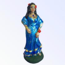 Imagem Cigana Azul Metalizado Escultura Resina 15 Cm Imagem Cigana Azul Metalizado Escultura Resina 15 Cm
