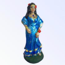 Imagem Cigana Azul Metalizado Escultura Resina Estatua 15 Cm Imagem Cigana Azul Metalizado Escultura Resina Estatua 15 Cm