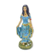 Imagem Cigana Azul Metalizado Escultura Resina Estatua 23 Cm