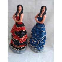 Imagem Cigana Rica Azul e Sete Saias Escultura Gesso 40 Cm