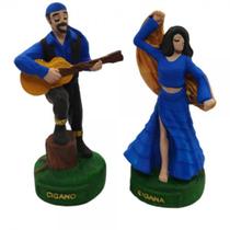 Imagem Ciganos casal cor Azul Escuro 11 cm em Resina Imagem Ciganos casal cor Azul Escuro 11 cm em Resina