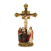 Imagem Cristo Crucificado Com Maria, Maria Madalena e São João Importado Resina 30 cm