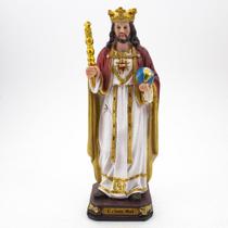 Imagem Cristo Rei Importado Resina 20 cm - Amém Decoração Religiosa