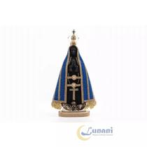 Imagem de Nossa Senhora Aparecida bordada em pérola azul 32cm de altura com Coroa folheado - LUNANI PRESENTES