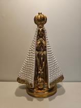 Imagem de Nossa Senhora Aparecida de Gesso Com Linda Saia e Pintura na Cor Pérola e Bege