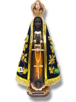 Imagem de Nossa Senhora Aparecida em gesso de 32cm com Manto Bordado - Lojas Celeste
