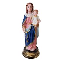 Imagem de Nossa Senhora do Rosário em Resina 9 cm Pequena Mini Imagem Católica Decoração Estatueta