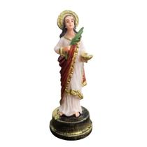 Imagem de Santa Luzia em Resina 9 cm Pequena Mini Imagem Católica Decoração Estatueta