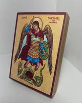 Imagem de São Miguel Arcanjo - ícone católico em madeira - Ateliê Consagra-te