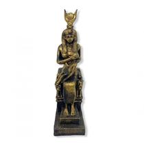 Imagem Deusa Egípcia Isis Mãe De Hórus Dourada Resina 19 Cm - Bialluz Presentes