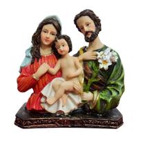 Imagem do Busto da Sagrada Família em Resina 20 cm Jesus Maria José Imagem Católica Estatueta