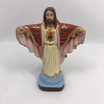 Imagem do Cristo Redentor com Manto Vermelho 11cm em Gesso