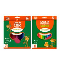Imagem do produto Lápis de cor 24 Cores + Canetinha Super 12 Cores - Leo e Leo