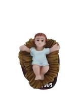 Imagem do Santo Menino Jesus na Manjedoura presépio Natal azul 5cm Resina