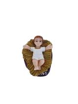 Imagem do Santo Menino Jesus na Manjedoura presépio Natal branco 5cm Resina