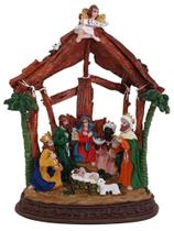 Imagem do Santo Presépio de Natal Casinha com Anjo 20cm em Resina