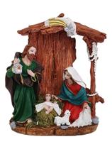 Imagem do Santo Presépio de Natal Casinha com estrela 23cm em Resina