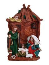 Imagem do Santo Presépio de Natal Casinha com telhado fechado 20cm em Resina