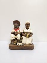 Imagem em gesso casal de preto velho 13 cm Imagem em gesso casal de preto velho 13 cm