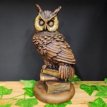 Imagem em gesso coruja no livro envelhecida 30cm Imagem em gesso coruja no livro envelhecida 30cm