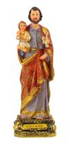 Imagem Escultura Realista São José E Jesus 22cm - Resina