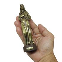 Imagem Escultura Santa Rita Metal Dourado Com Base 14 Cm