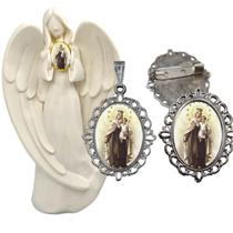 Imagem Estatua Nossa Senhora do Carmo Com Relicario Metal Broche Resinado Decoração Casa Capelinha Cantinho de oração C