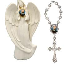 Imagem Estatua Padre Pio Decoração Casa Capelinha Cantinho de oração Catolica Proteçao em Viagens