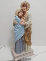 imagem estatua sagrada família afetuosa 26cm em resina - acaryart