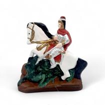 Imagem Estátua São Jorge Colonial Capa Vermelha Resina 10 cm