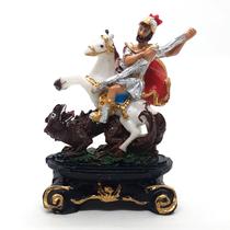 Imagem Estátua São Jorge Colonial Capa Vermelha Resina 12 Cm