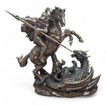 Imagem Estátua São Jorge em Bronze Batalha Espiritual 21 Cm
