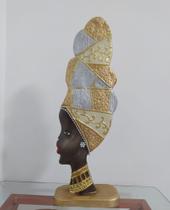 Imagem Estatueta Busto Africana 37cm Resina Alta Qualidade