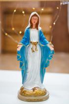 Imagem Estatueta Nossa Senhora Das Graças azul 30cm Resina alta qualidade e durabilidade