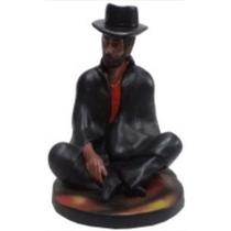 Imagem Exu Capa Preta Com Cartola Escultura Gesso Estatua 25 Cm