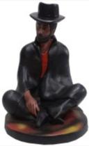 Imagem Exu Capa Preta Com Cartola Escultura Gesso Estatua 40 Cm